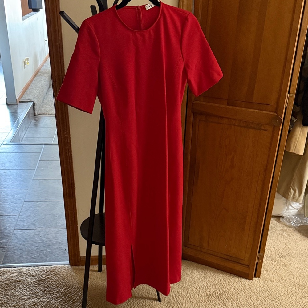 Zara Vibrant Red Long Sleeve Dress